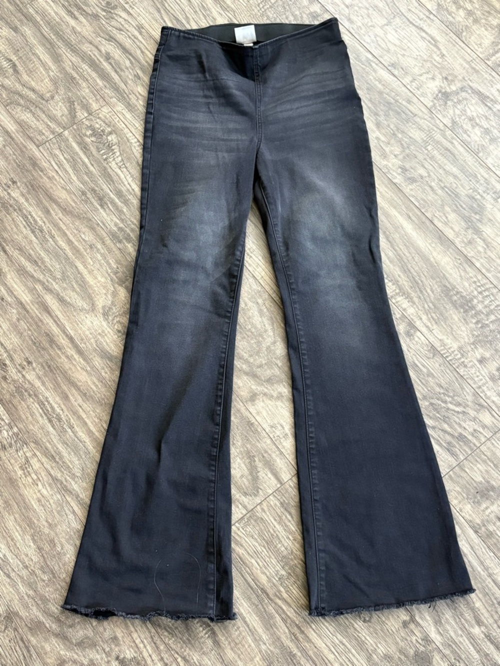 Knox Rose Black High-Rise Flare Jeans with Raw Hem